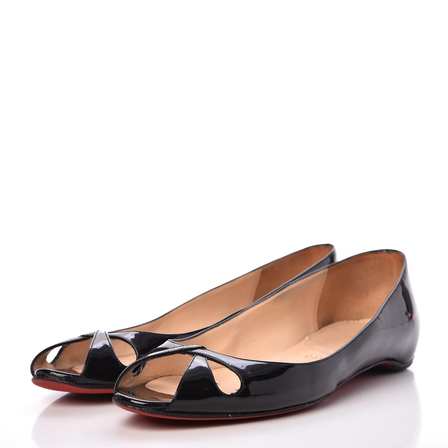 Patent Croisette Peep Toe Flats 40 Black