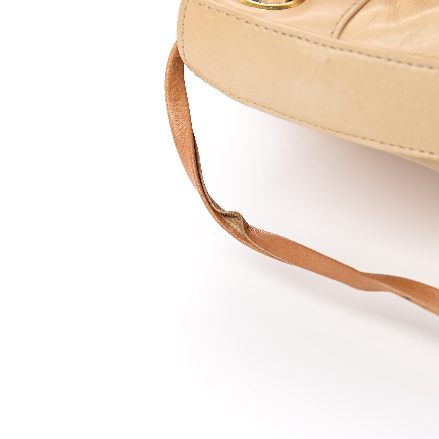 Chanel Lambskin Drawstring Sling Backpack Beige 15 of 16