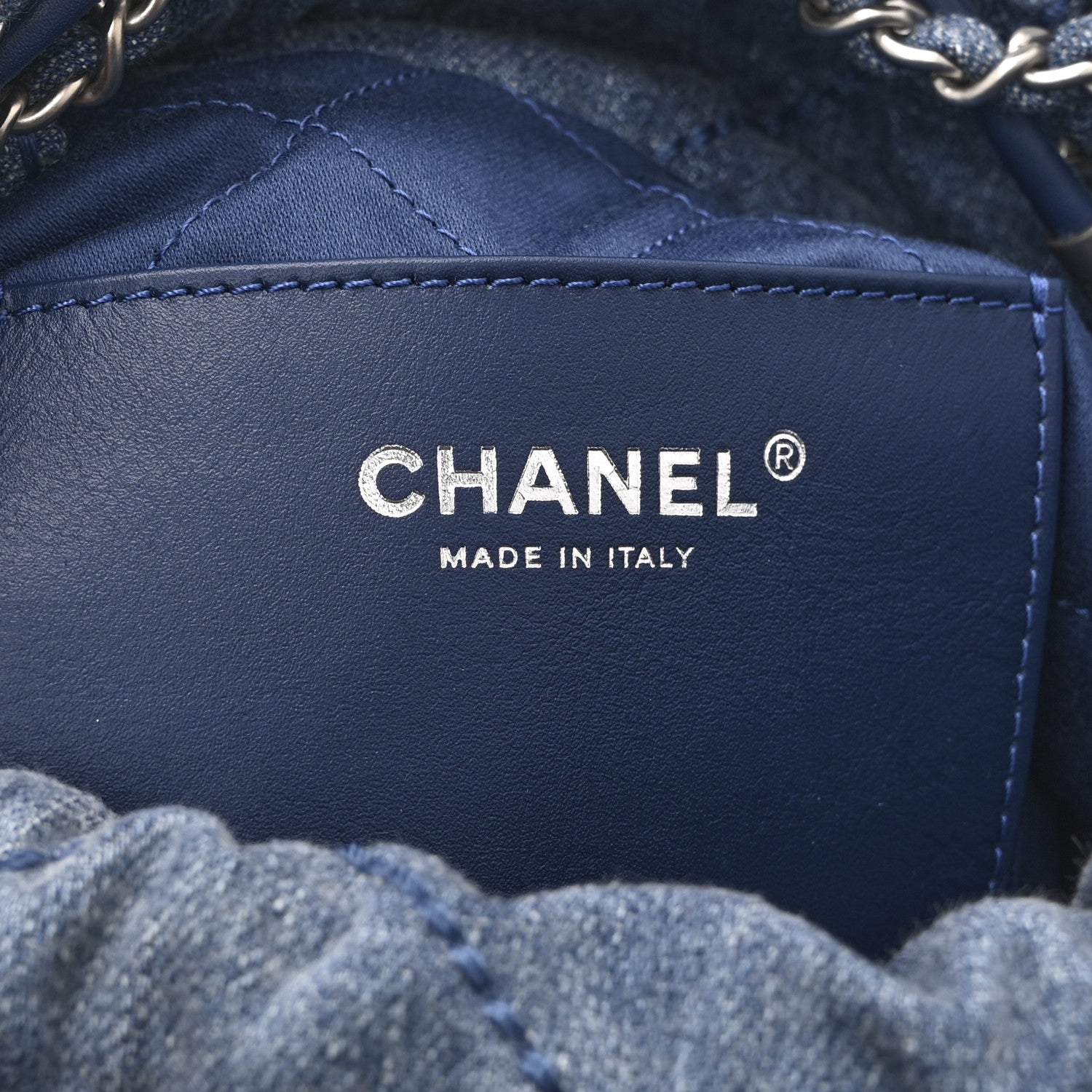 Chanel Washed Denim Quilted Studded Mini Chanel 22 Blue 6 of 10