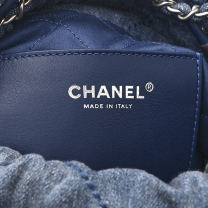 Chanel Washed Denim Quilted Studded Mini Chanel 22 Blue 6 of 10