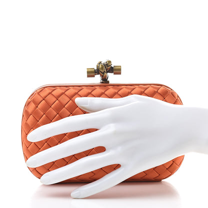 Bottega Veneta Satin Intreccio Knot Clutch Orange 2 of 11