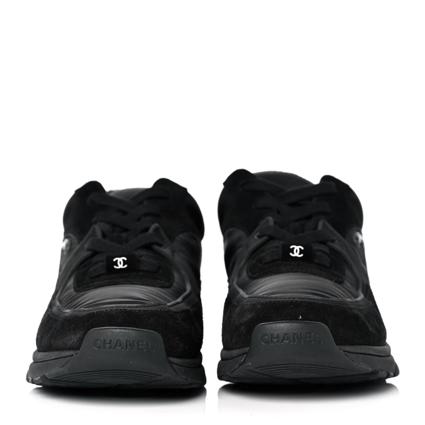Fabric Calfskin Suede CC Sneakers 39 Black