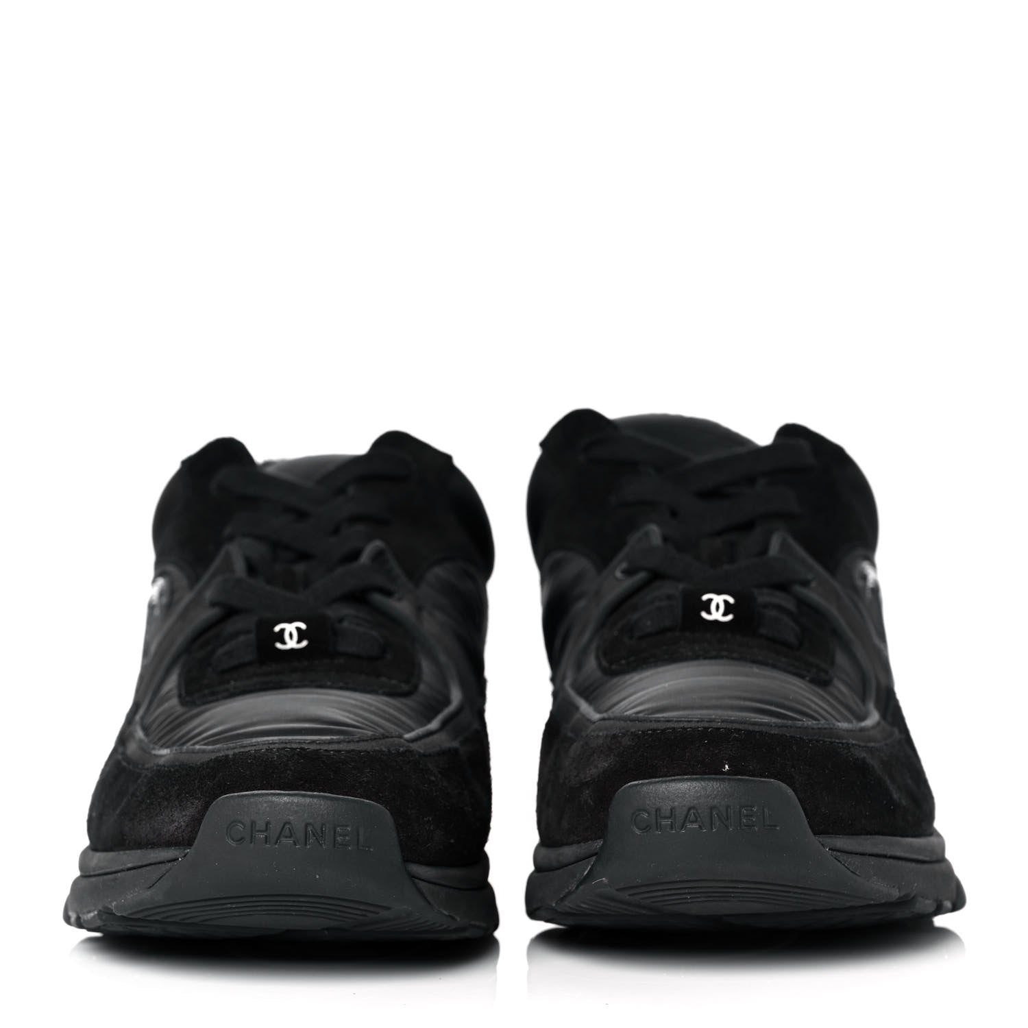 Chanel Fabric Calfskin Suede CC Sneakers 39 Black 2 of 9
