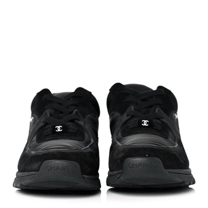 Chanel Fabric Calfskin Suede CC Sneakers 39 Black 2 of 9
