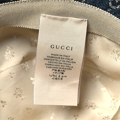 Gucci Washed Jacquard Denim Nappa GG Monogram Oscar Bucket Hat XL Denim Cuir 7 of 7