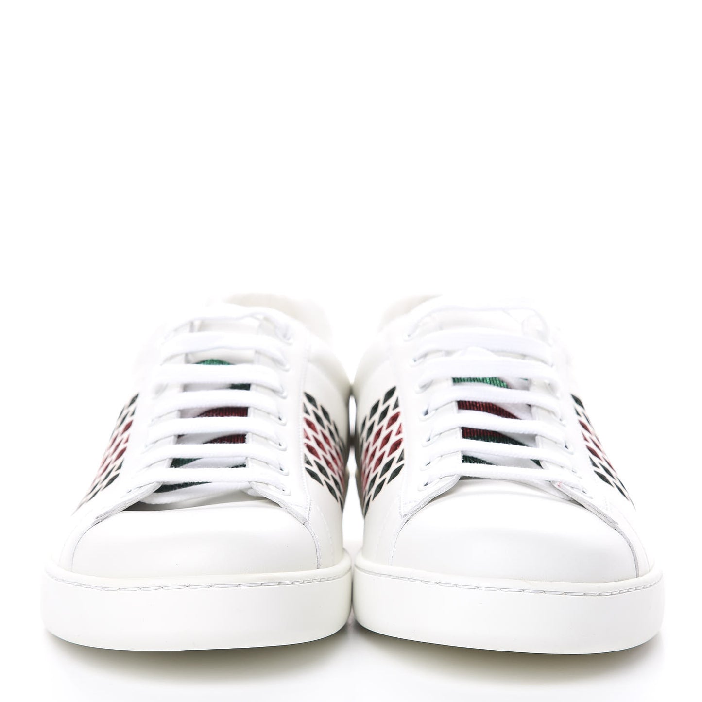 Calfskin Mens Ace Sneakers 12 White Green