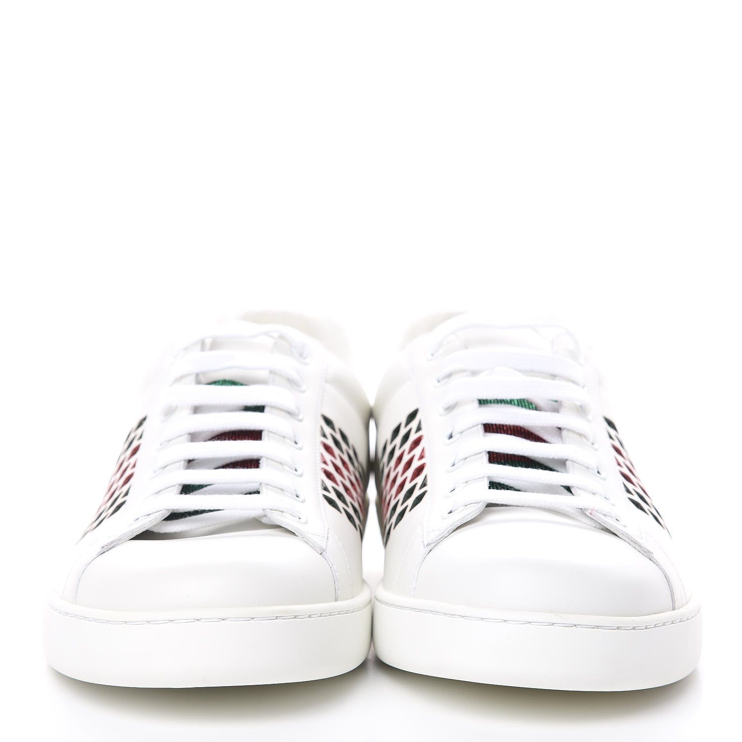 Gucci Calfskin Mens Ace Sneakers 12 White Green 2 of 9