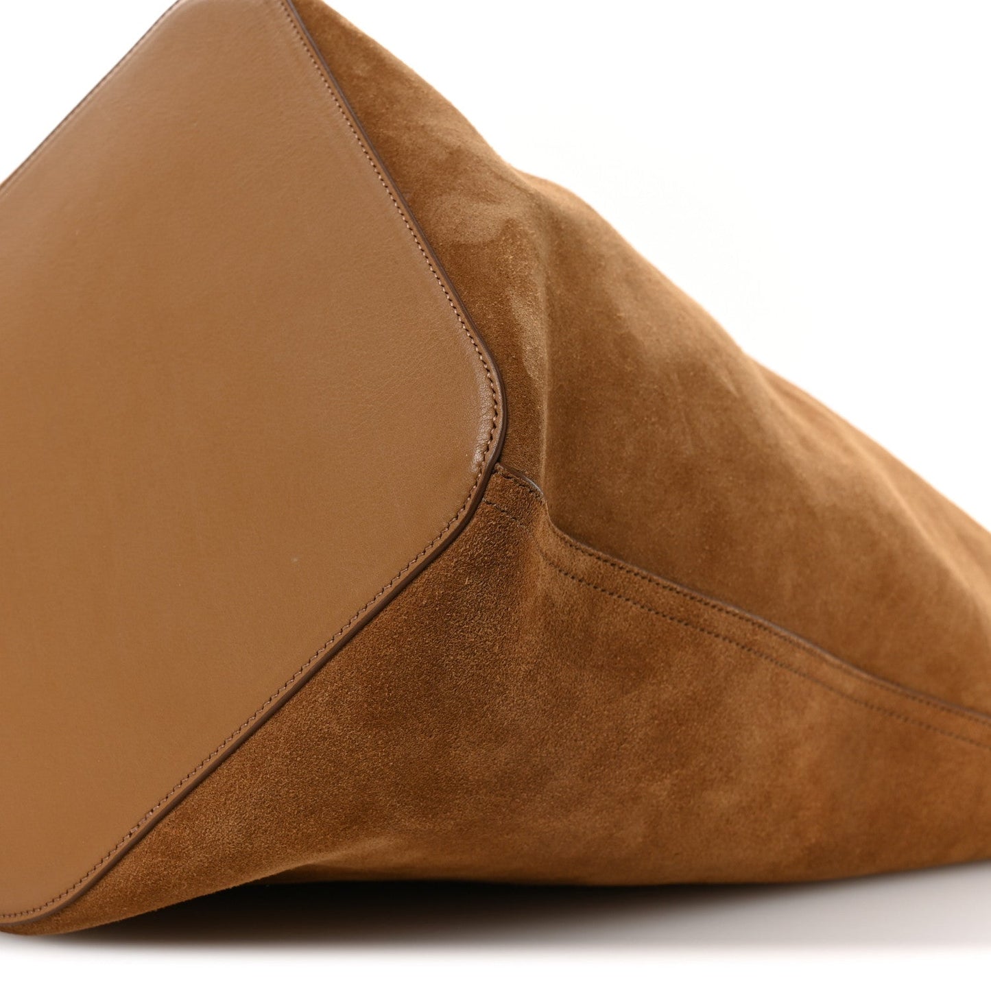 Suede Calfskin Medium Pebble Bucket Bag Tobacco