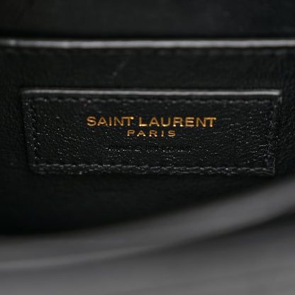 Saint Laurent Calfskin Crocodile Embossed Mini Classic Monogram Cassandra Top Handle Black 6 of 10