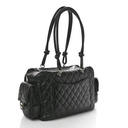 Chanel Calfskin Quilted Large Cambon Multipocket Reporter Black White 3 of 13