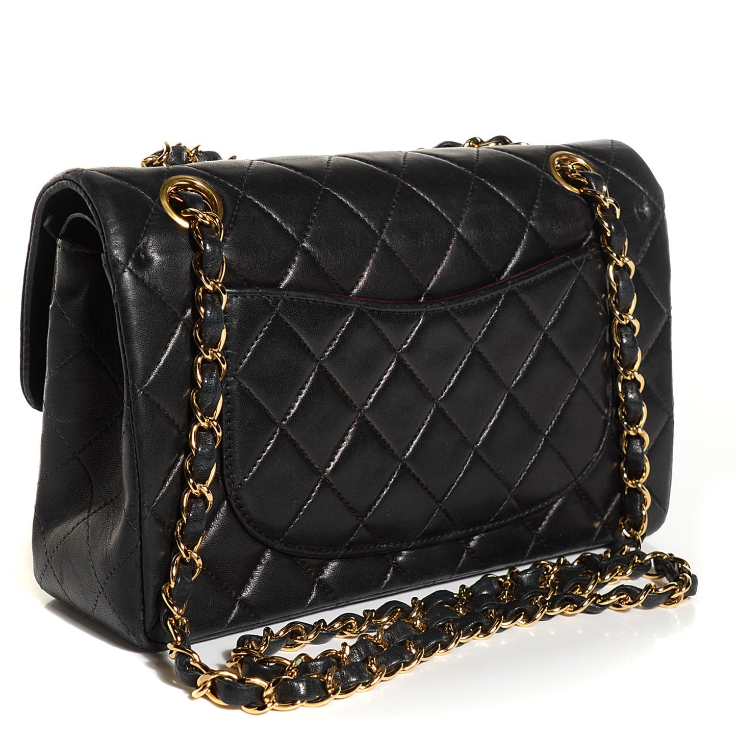 Lambskin Quilted Medium Double Flap Black