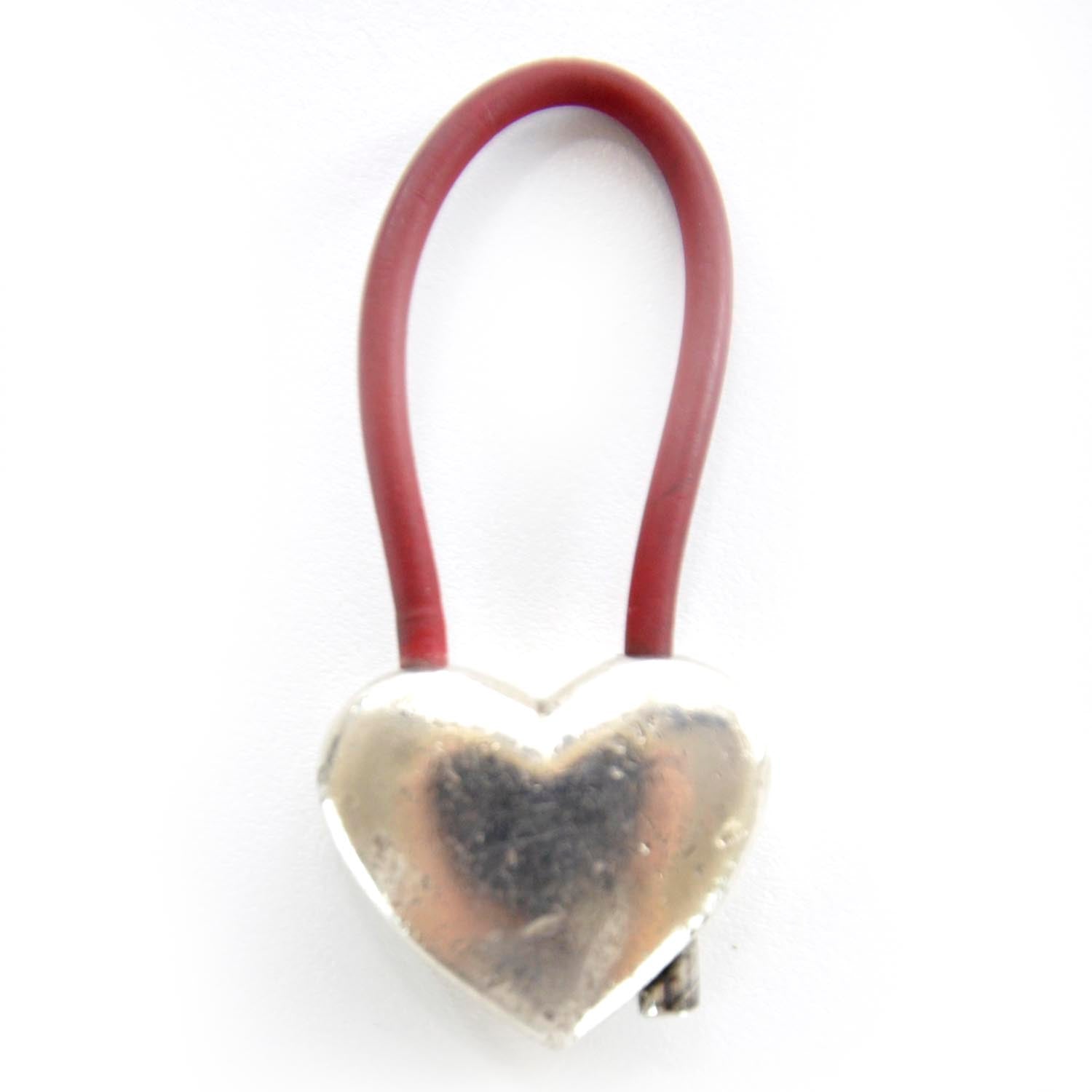 Tiffany Sterling Silver Rubber Heart Key Ring 2 of 4
