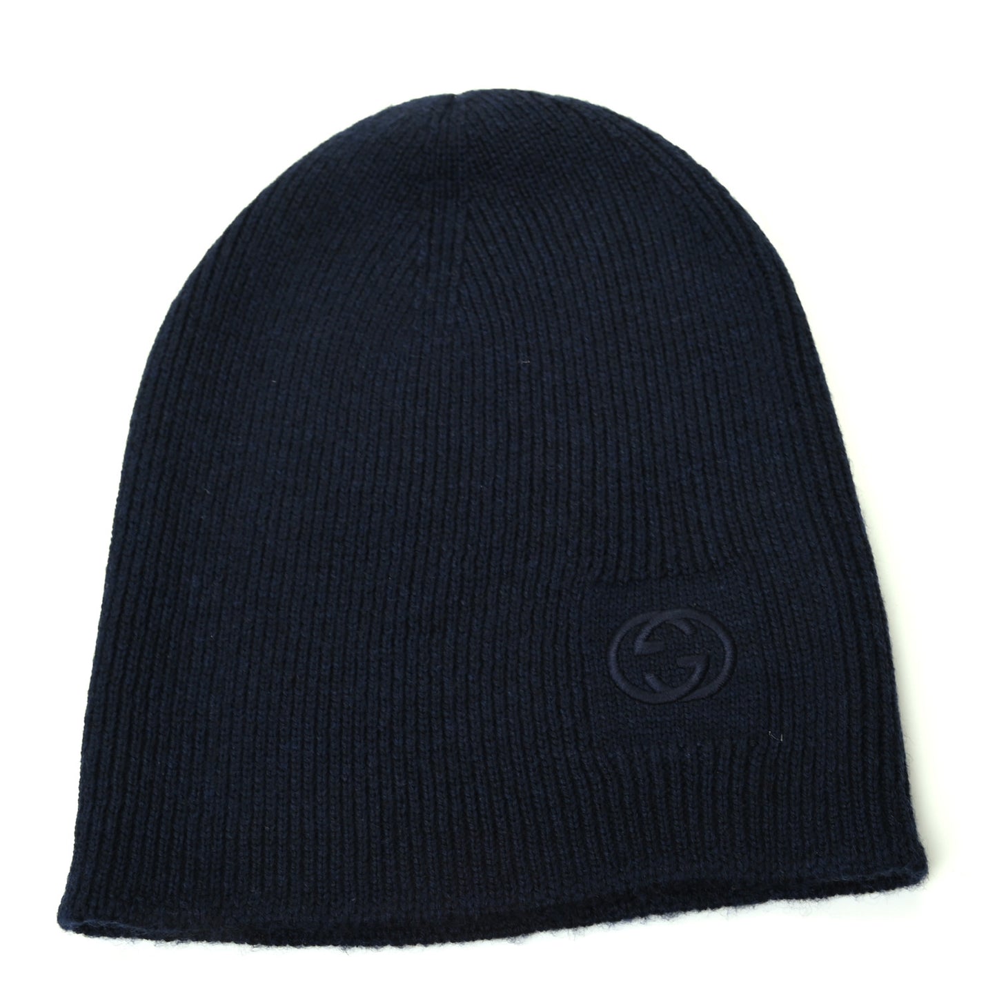 Wool Tricot Interlocking G Simple GG Beanie Hat M Midnight Blue