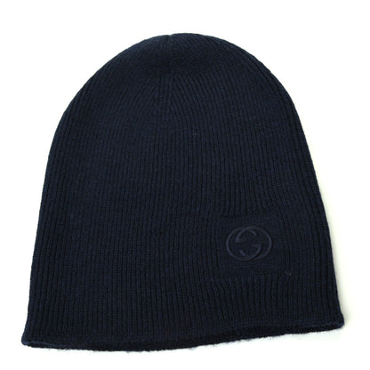 Gucci Wool Tricot Interlocking G Simple GG Beanie Hat M Midnight Blue 1 of 5