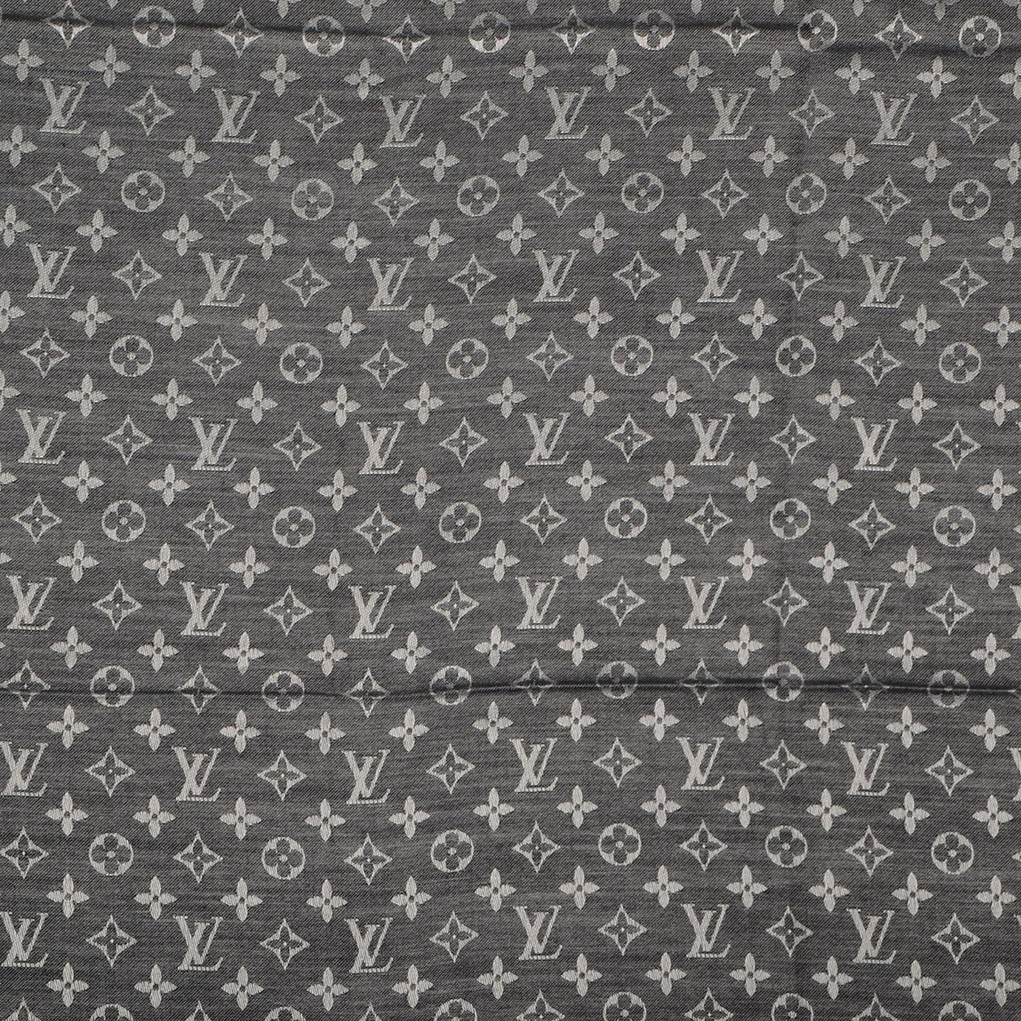 Silk Wool Monogram Denim Shawl Black