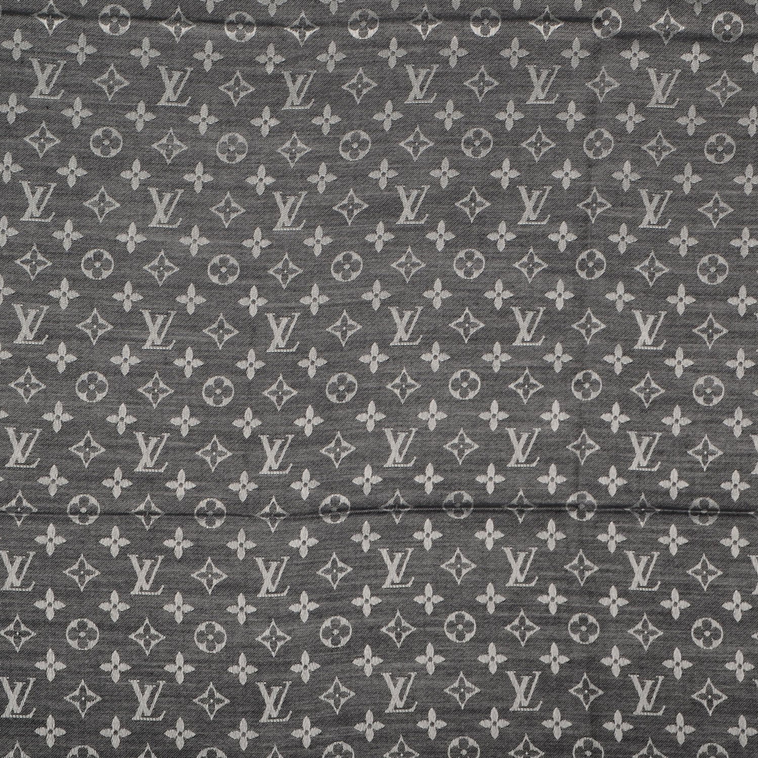 Louis Vuitton Silk Wool Monogram Denim Shawl Black 1 of 5