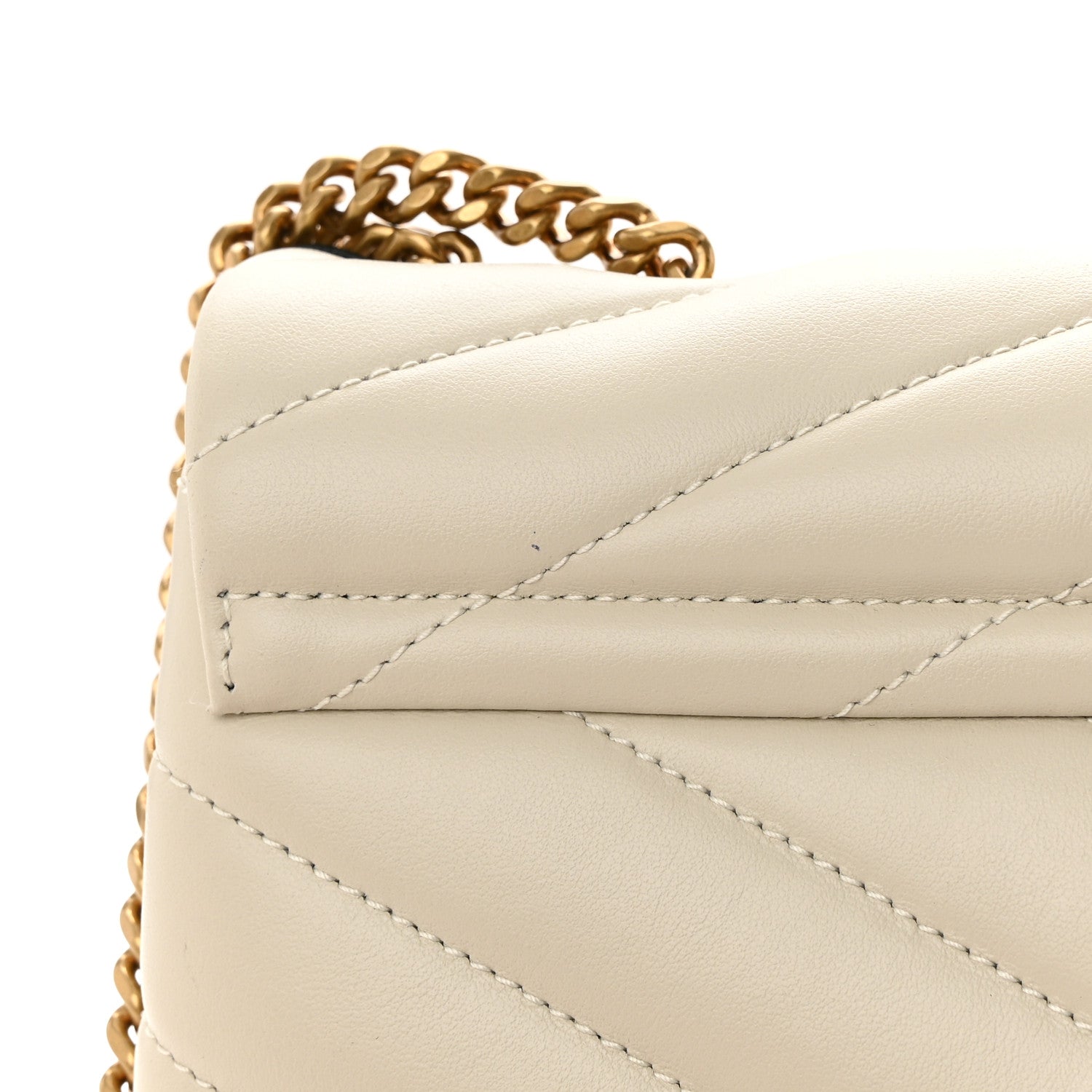 Saint Laurent Calfskin Y Quilted Monogram Small Loulou Chain Satchel Crema Soft 12 of 13