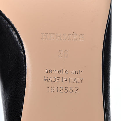 Hermes Goatskin Womens Time Loafers 36 Black 9 of 10