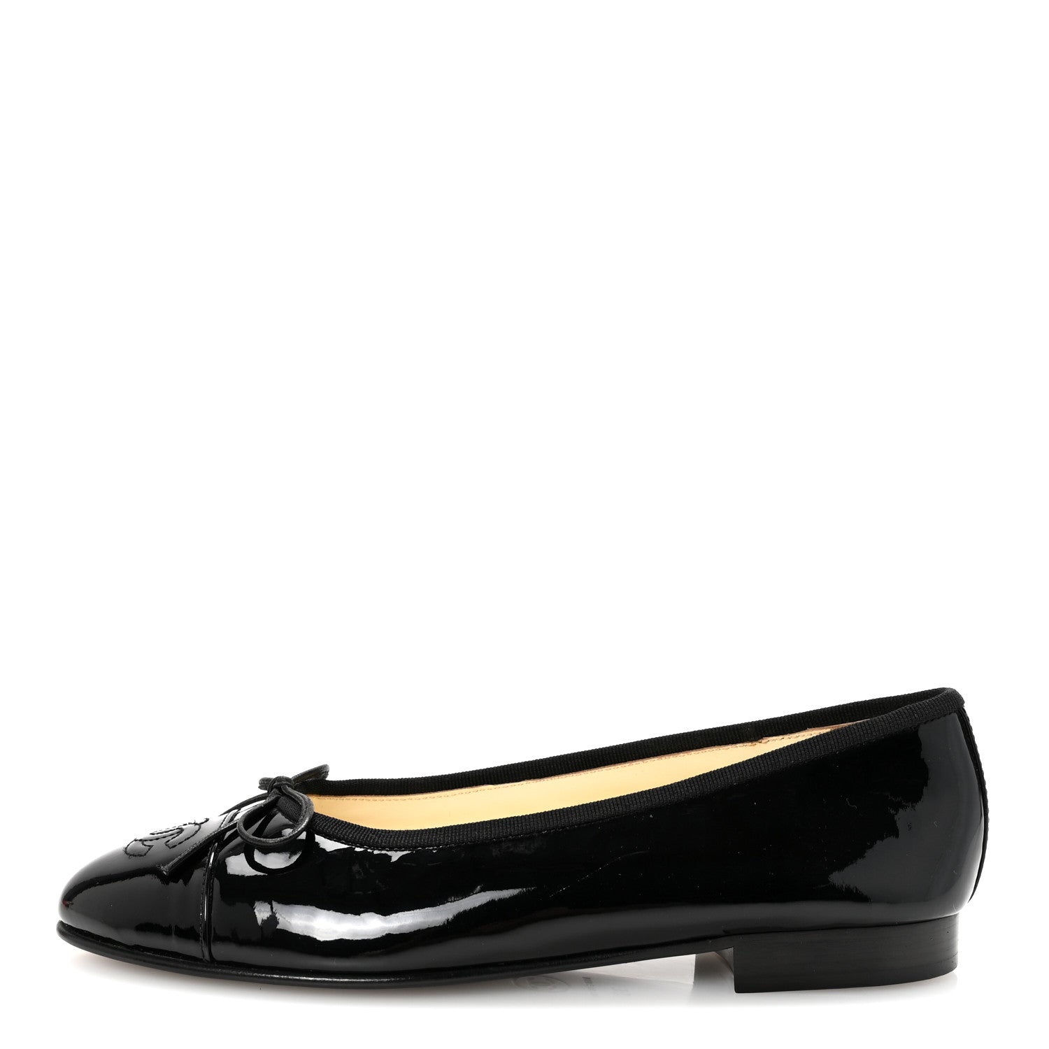 Chanel Patent Cap Toe Ballerina Flats 36 Black 1 of 9
