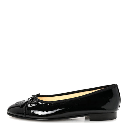 Chanel Patent Cap Toe Ballerina Flats 36 Black 1 of 9