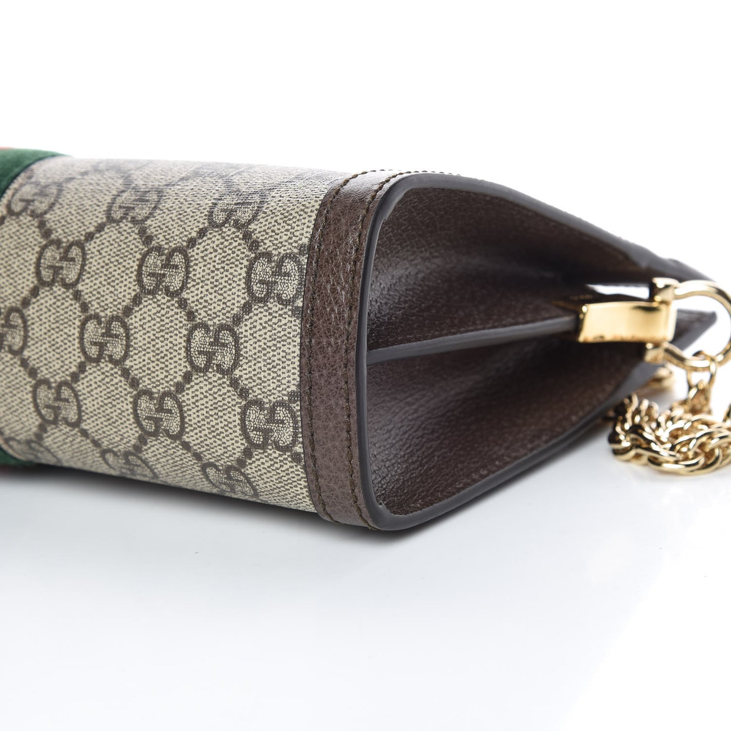 GG Supreme Monogram Web Small Ophidia Chain Shoulder Bag Brown