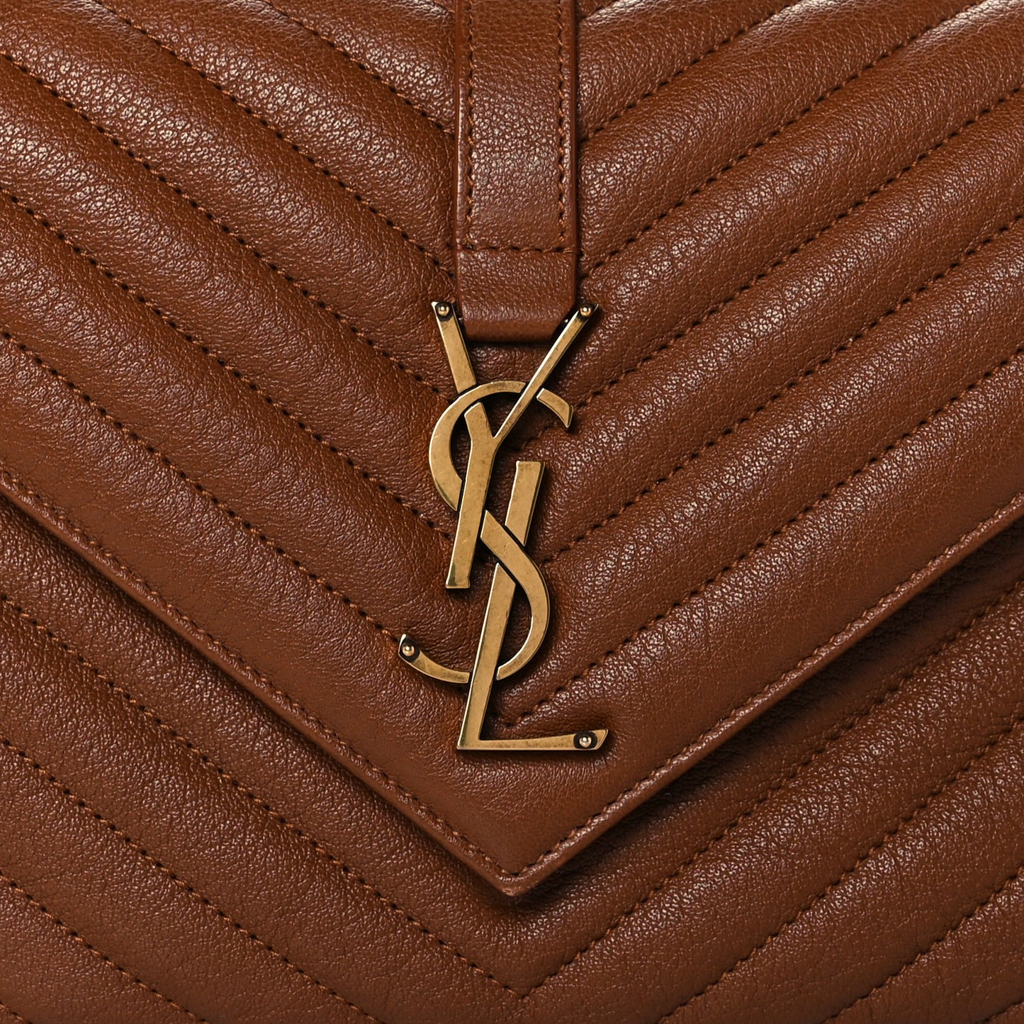Calfskin Matelasse Chevron Monogram Medium College Bag Brick