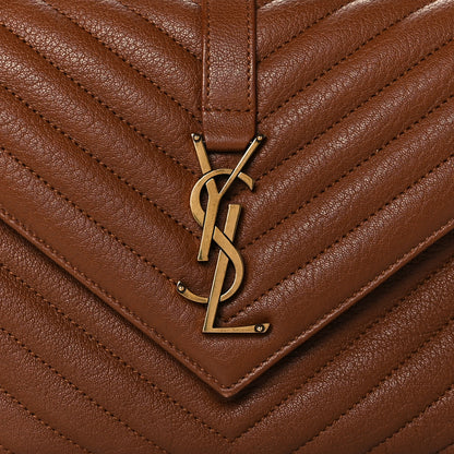 Saint Laurent Calfskin Matelasse Chevron Monogram Medium College Bag Brick 8 of 13