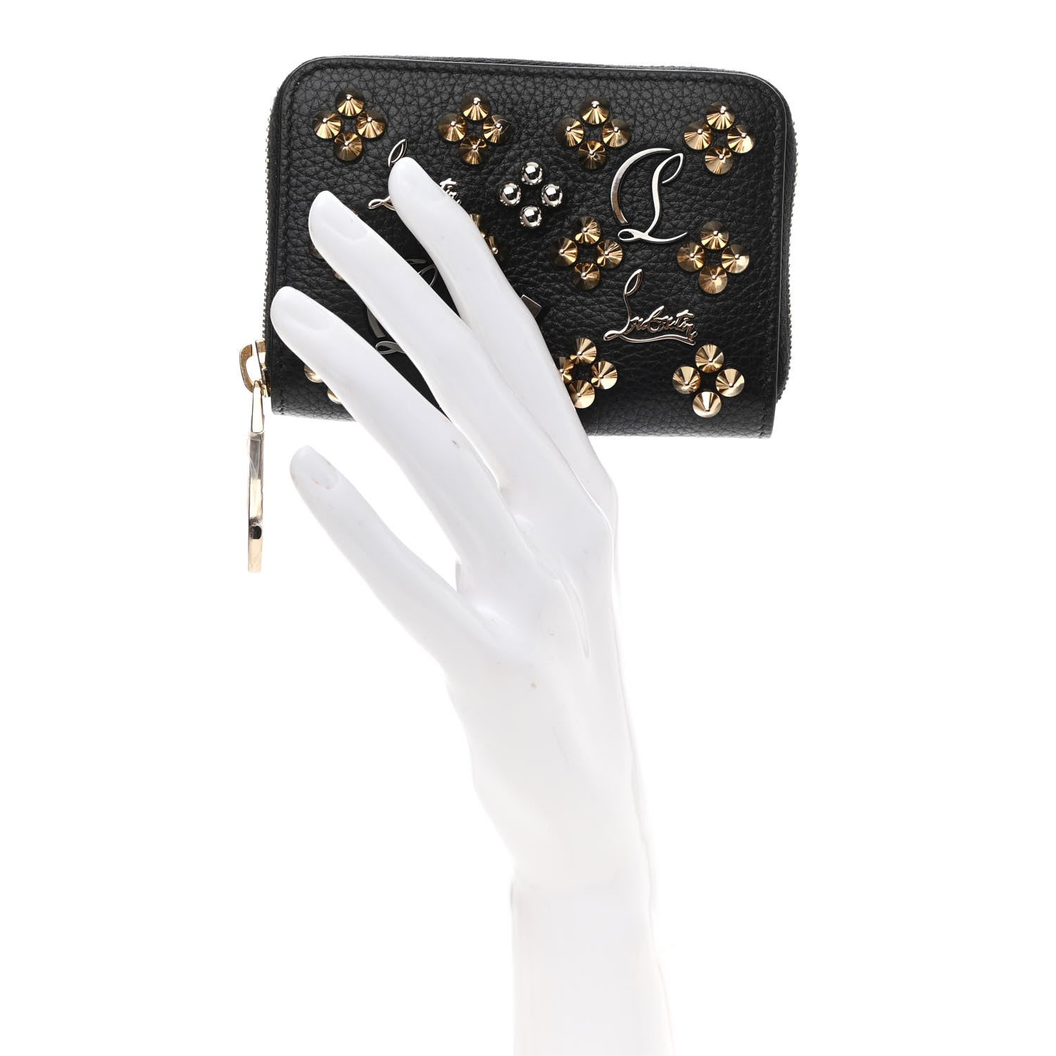 Christian Louboutin Calfskin Loubinthesky Panettone Coin Purse Black 2 of 7