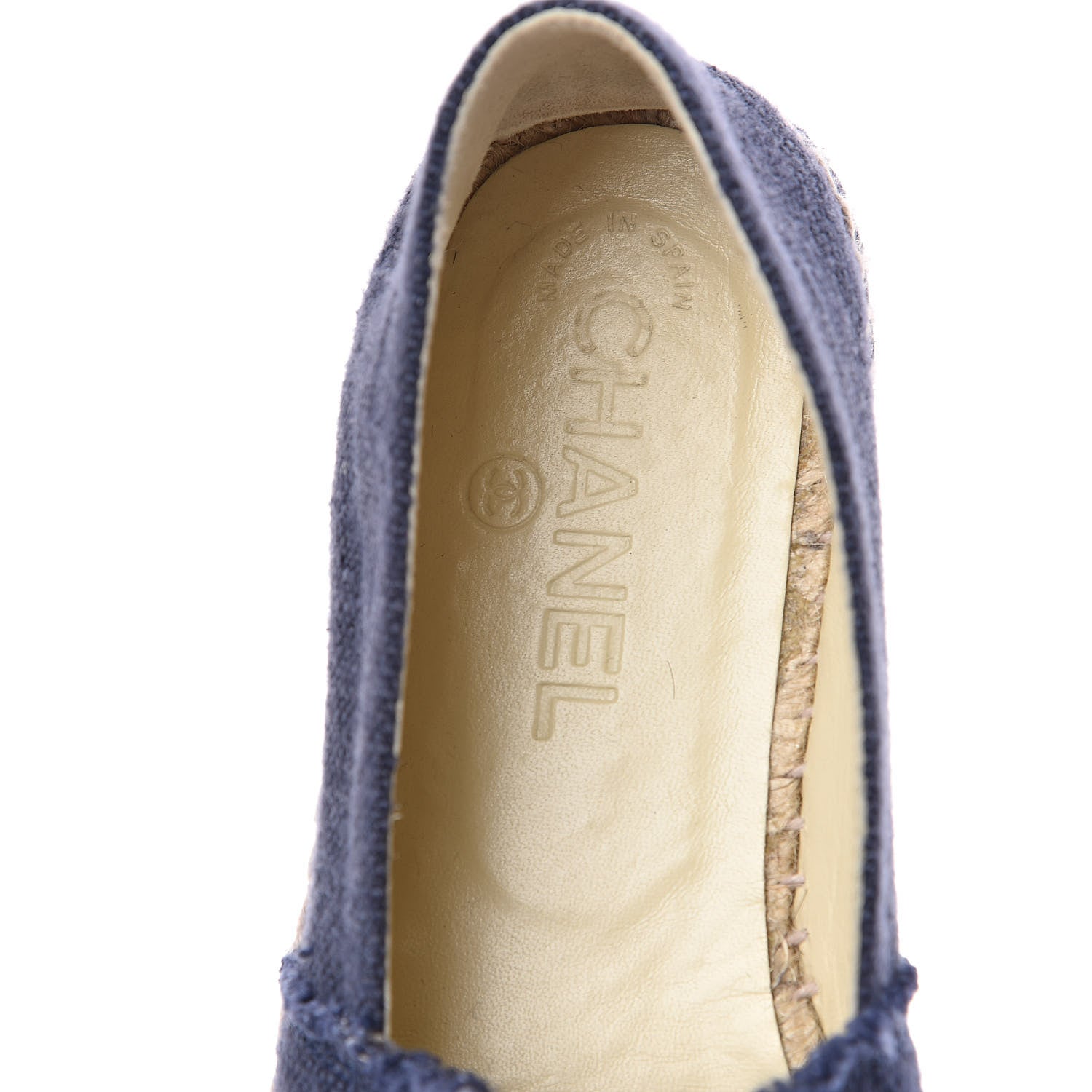 Chanel Denim Toile CC Espadrilles 36 Navy Black 7 of 9