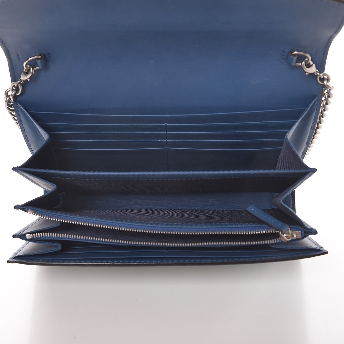 GG Supreme Monogram Blooms Mini Dionysus Chain Wallet Beige Blue Navy Vintage Blue