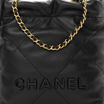 Chanel Shiny Caviar Quilted Monochrome Mini Chanel 22 Black 8 of 11