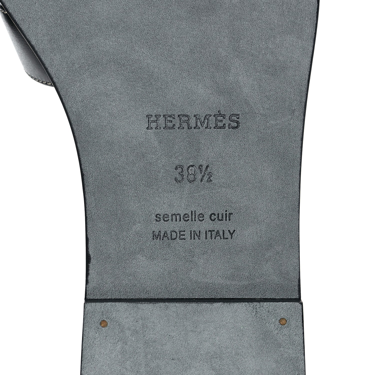Hermes Box Calfskin Oran Sandals 38.5 Black 7 of 8