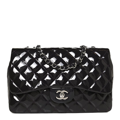 Chanel Patent Quilted Jumbo Single Flap Dark Purple 1 of 9