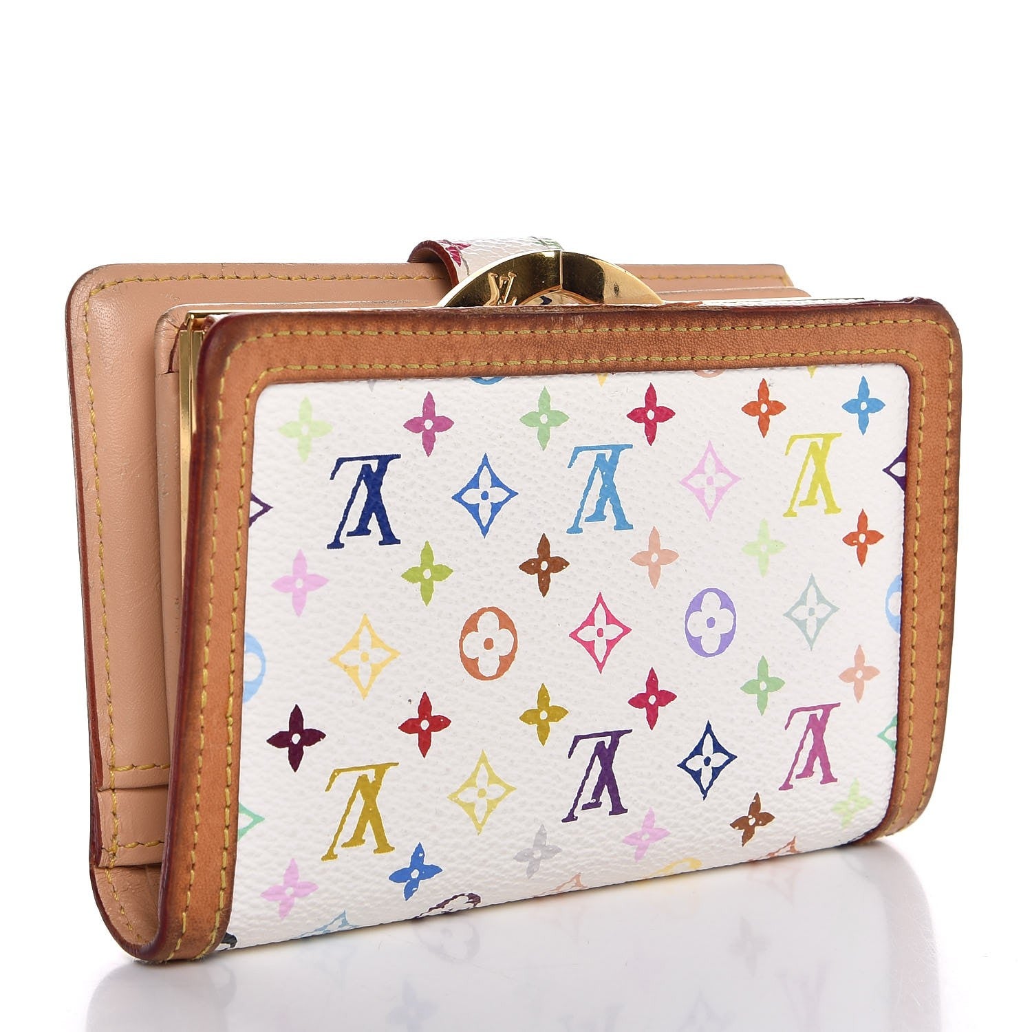 Louis Vuitton Monogram Multicolor French Purse Wallet White 3 of 14