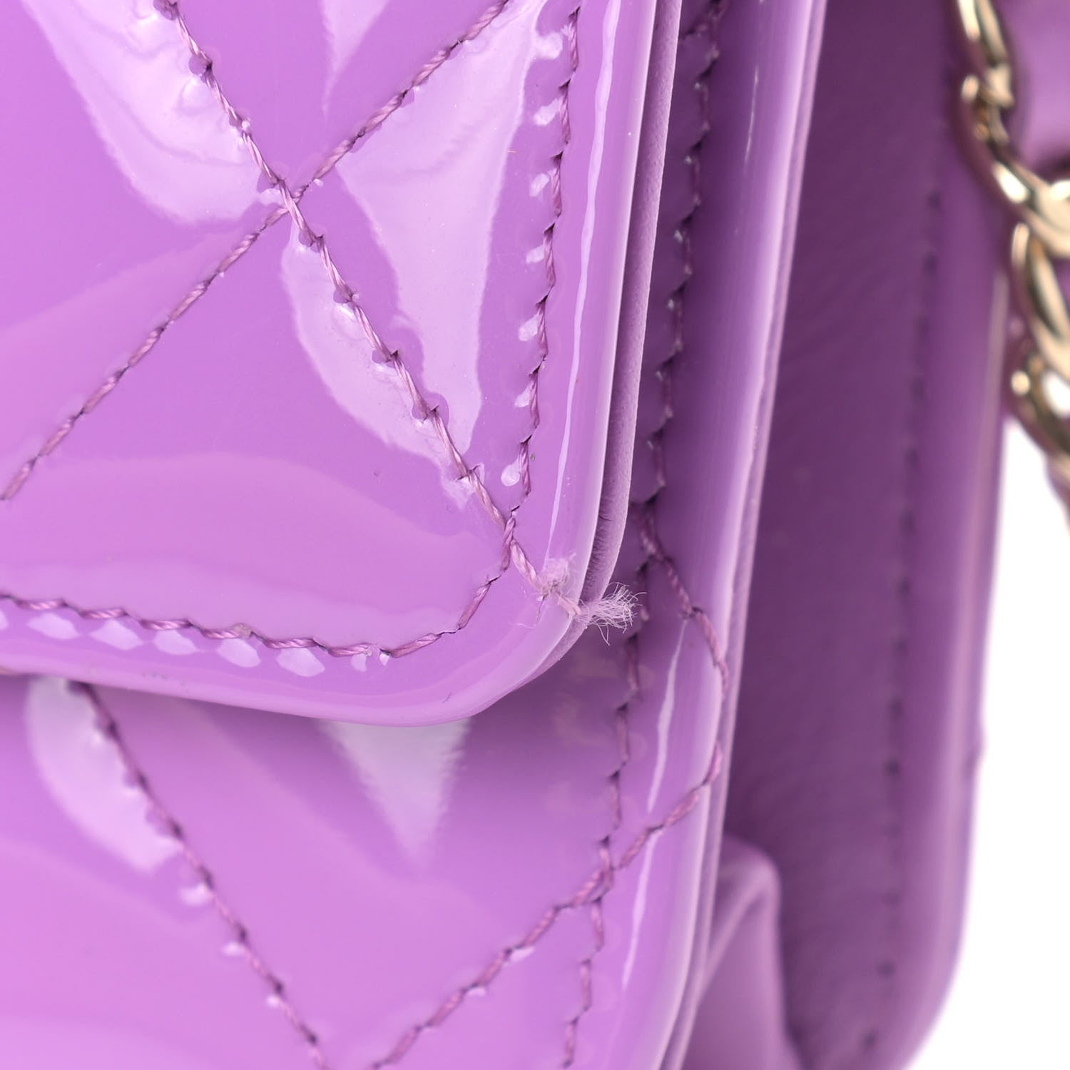 Chanel Patent Calfskin Quilted Wallet On Chain WOC Purple 11 of 11