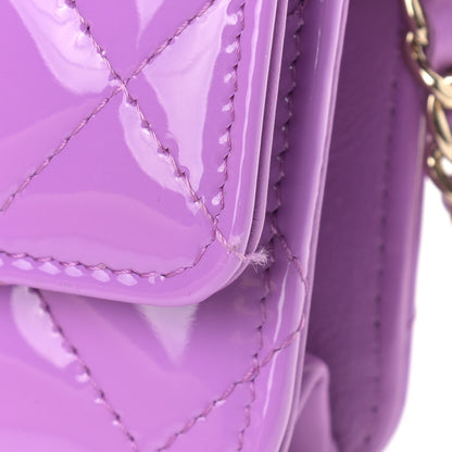 Chanel Patent Calfskin Quilted Wallet On Chain WOC Purple 11 of 11