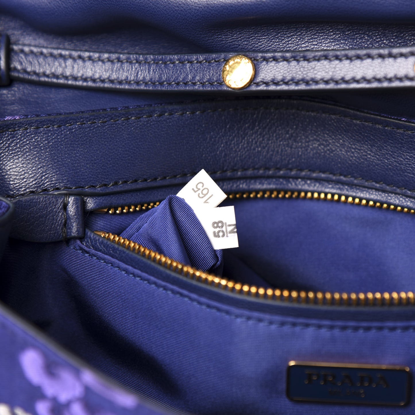 Tessuto Nylon Jacquard Floral Print Shoulder Bag Blue