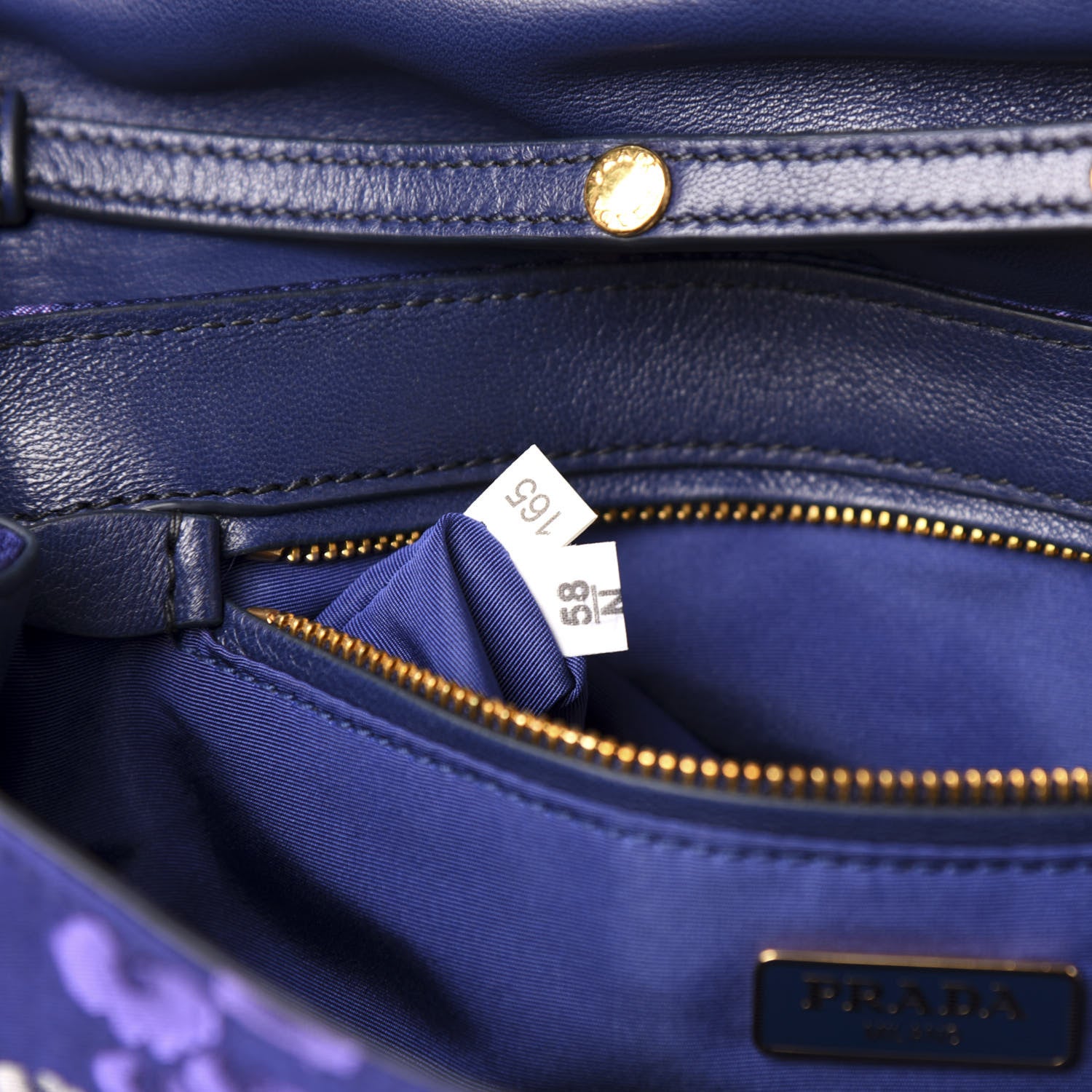 Prada Tessuto Nylon Jacquard Floral Print Shoulder Bag Blue 7 of 10