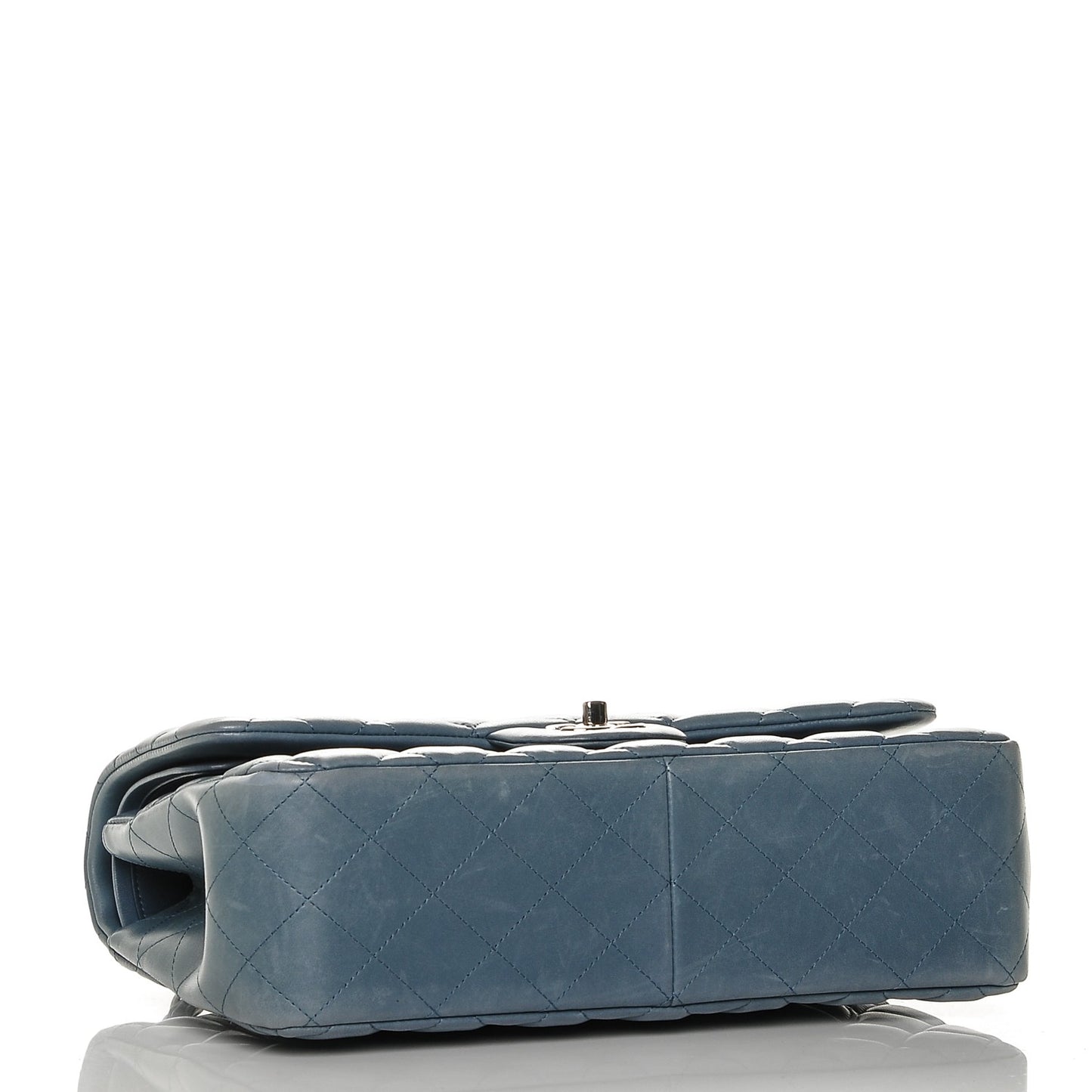 Lambskin Quilted Jumbo Double Flap Blue