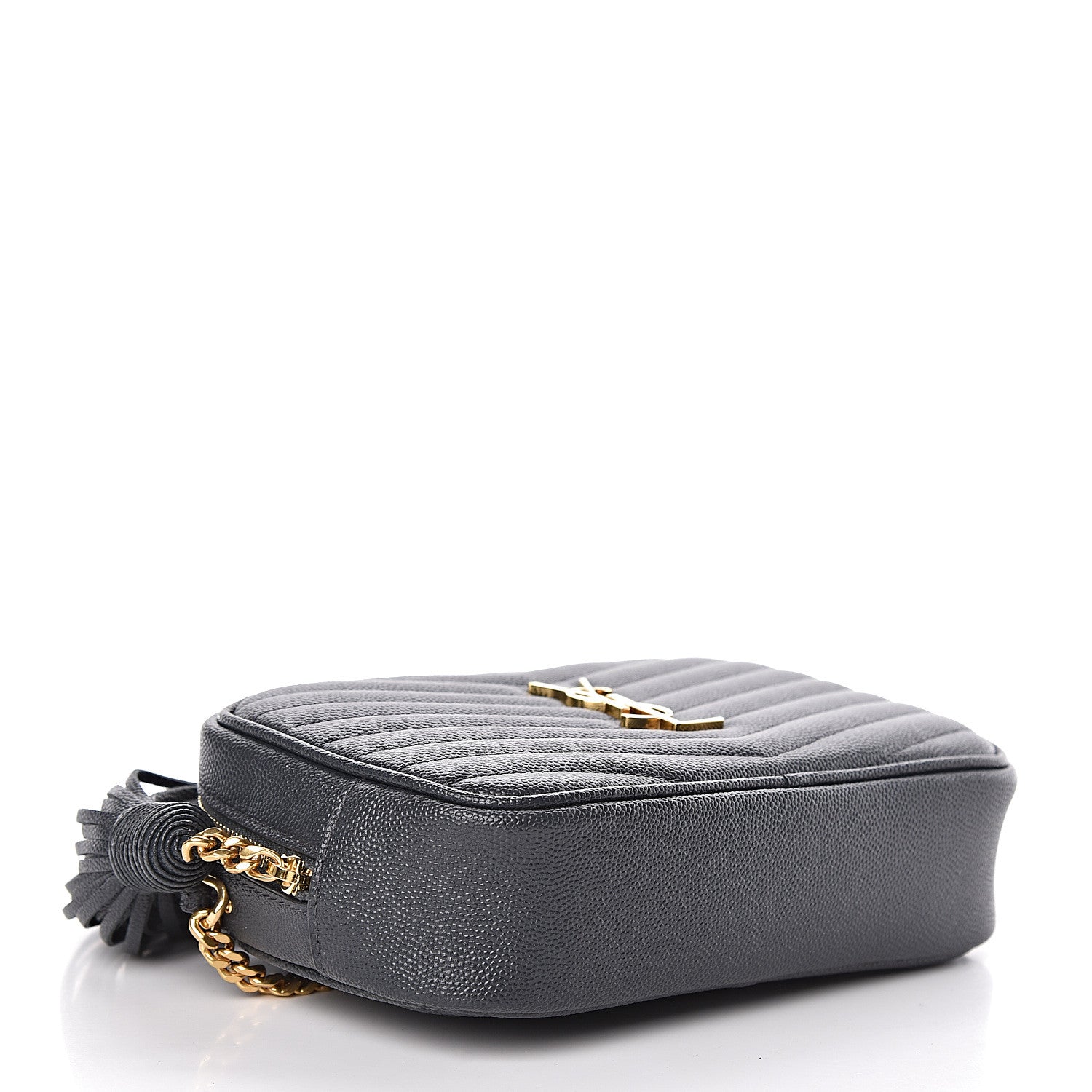 Saint Laurent Grain De Poudre Matelasse Monogram Mini Lou Camera Bag Dark Smog 4 of 11