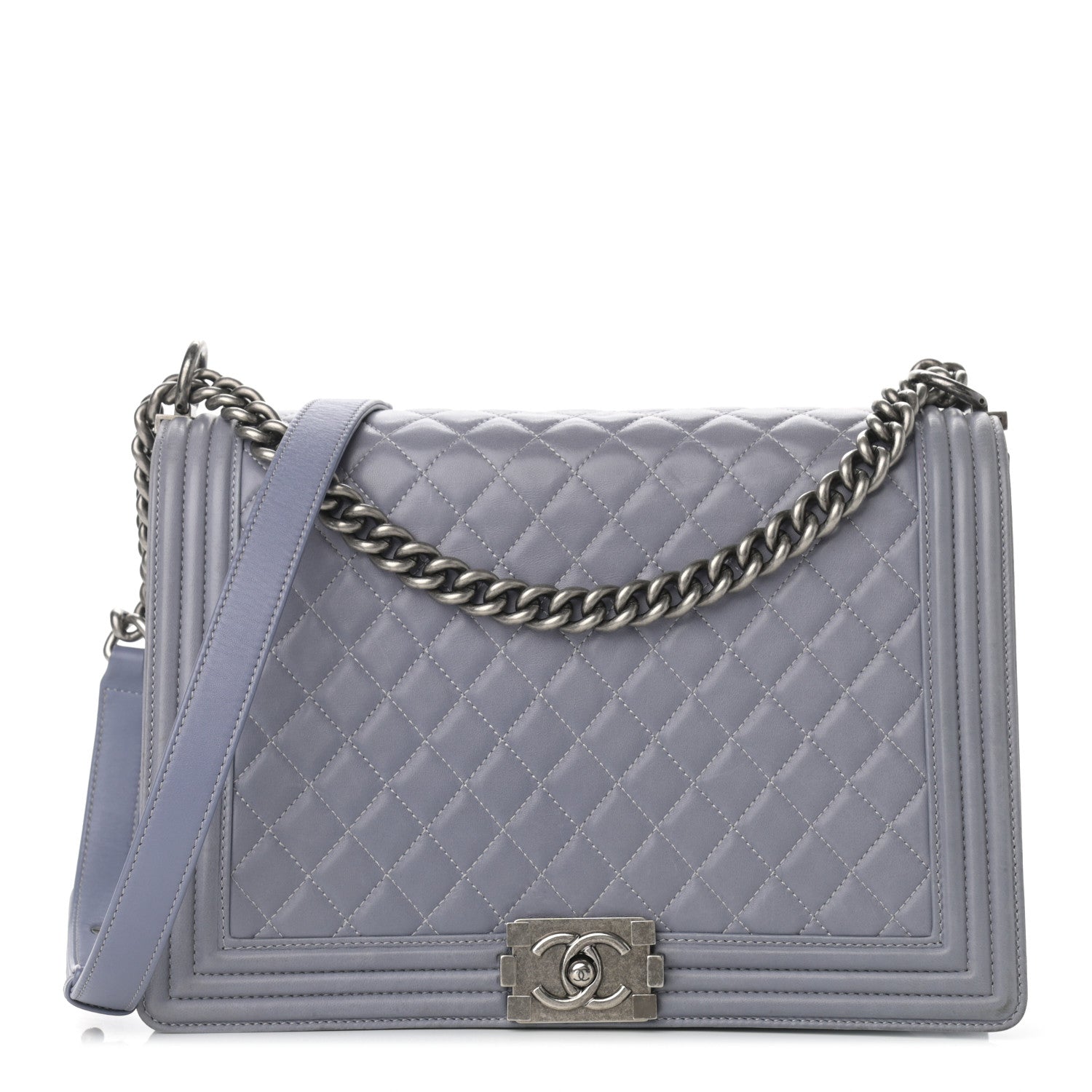 Chanel Lambskin Quilted Large Boy Flap Grey 1 of 15