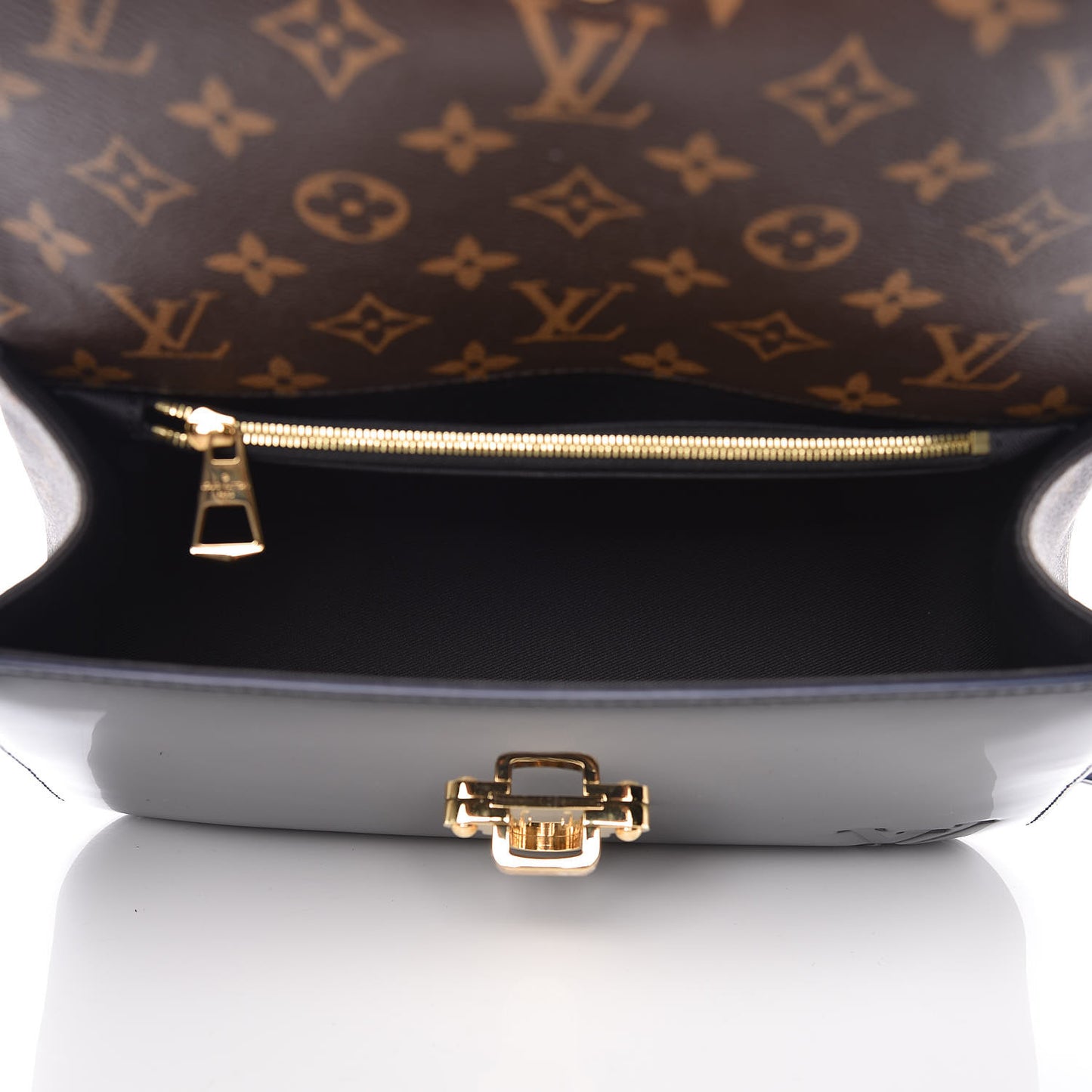 Patent Calfskin Monogram Cherrywood PM Black