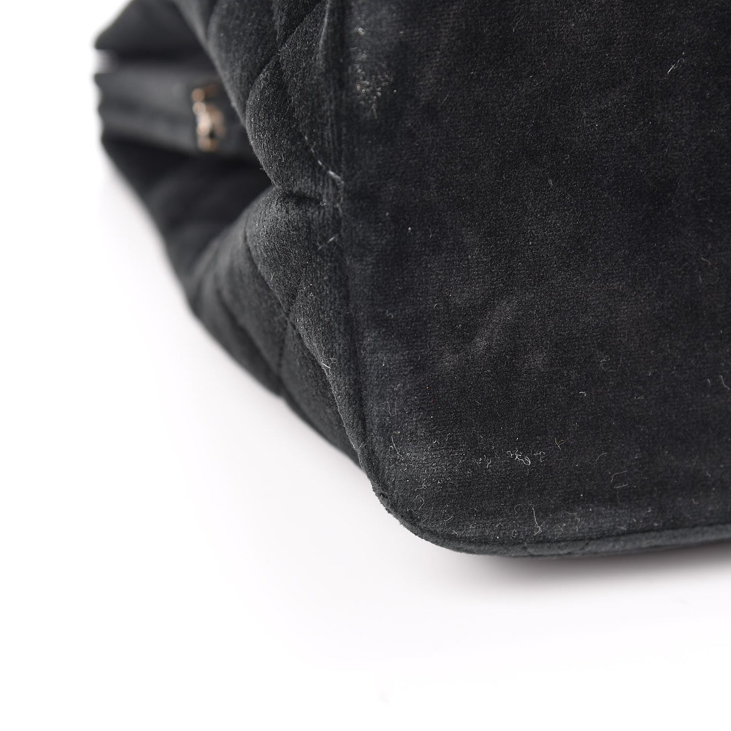 Velvet Quilted Shoulder Bag Black