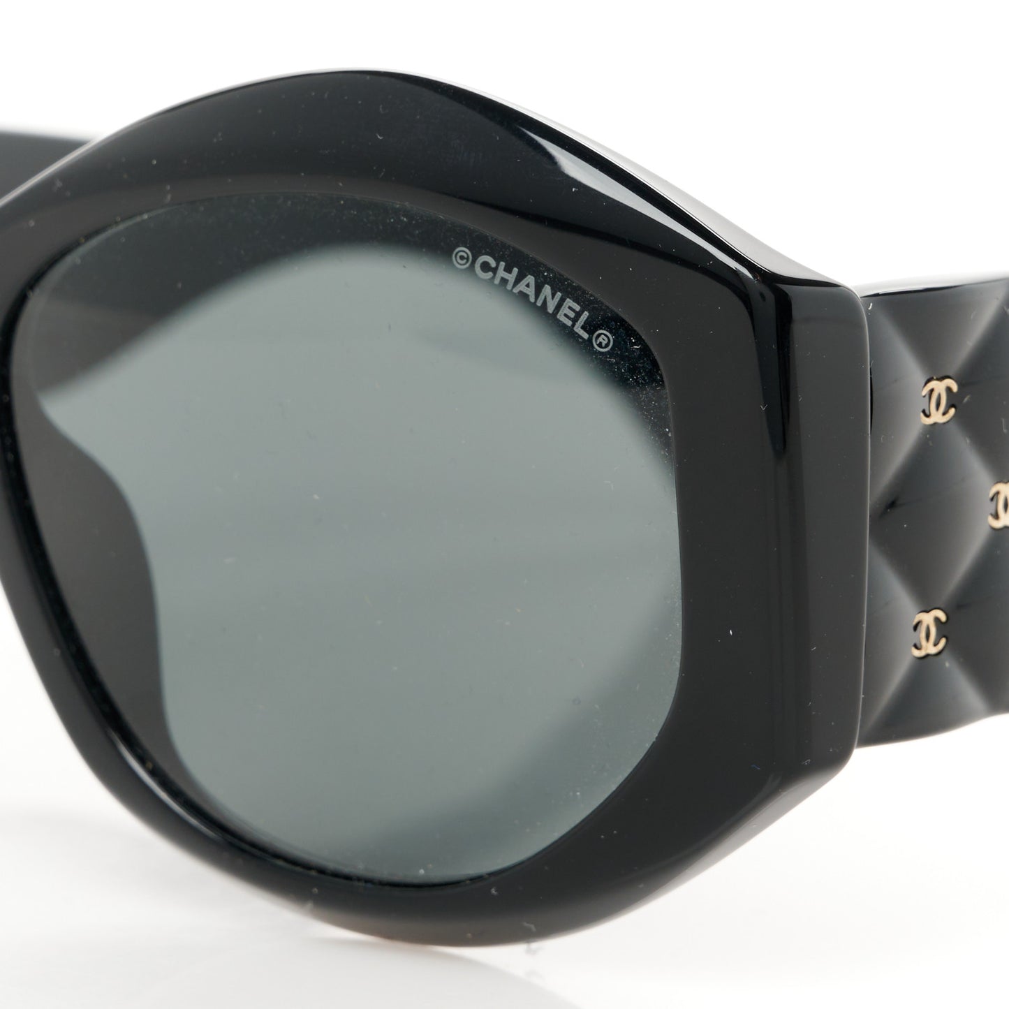 Acetate Quilted CC Sunglasses 5486-A Black