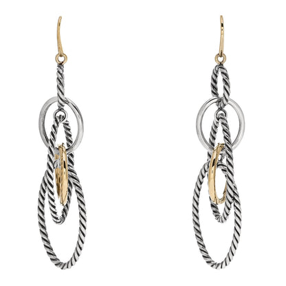 David Yurman Sterling Silver 18K Yellow Gold Mobile Oval Drop Earrings 1 of 4