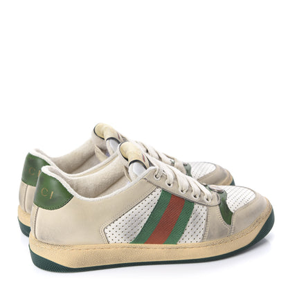 Gucci Nubuck Web Womens Screener Sneakers 37 Dusty Milk New Mystic White Vintage Green 4 of 9