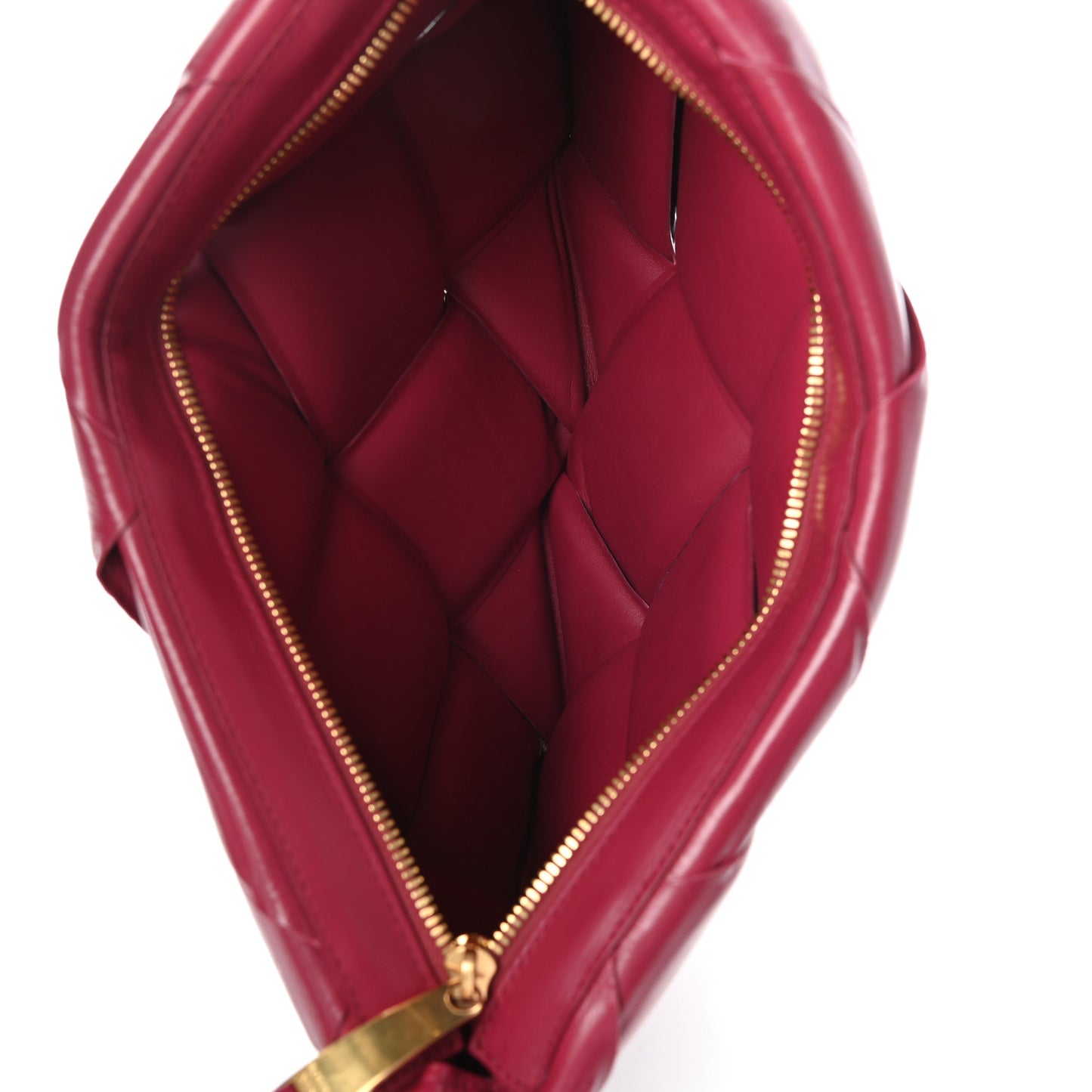 Paper Calfskin Maxi Intrecciato Padded Pouch Clutch Amaranto
