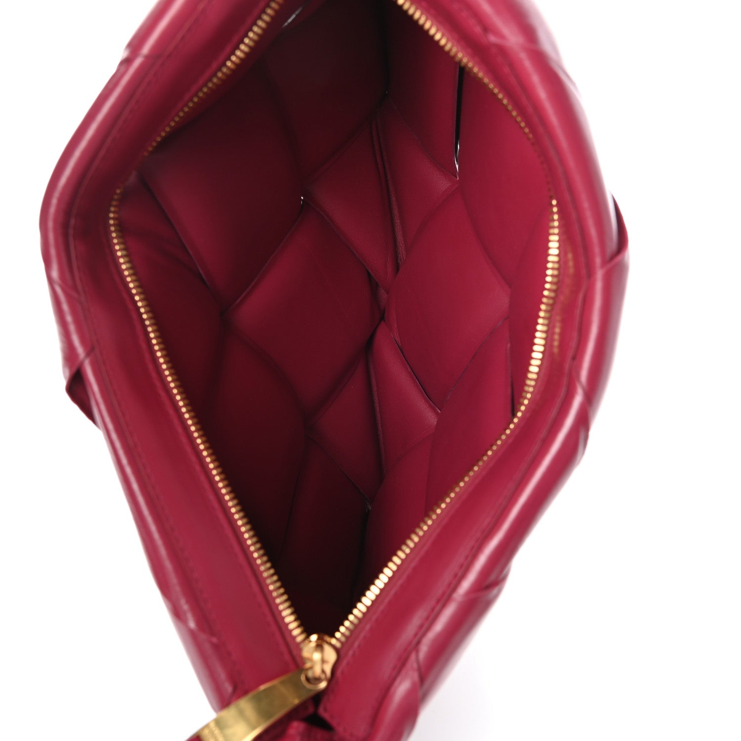 Bottega Veneta Paper Calfskin Maxi Intrecciato Padded Pouch Clutch Amaranto 5 of 8