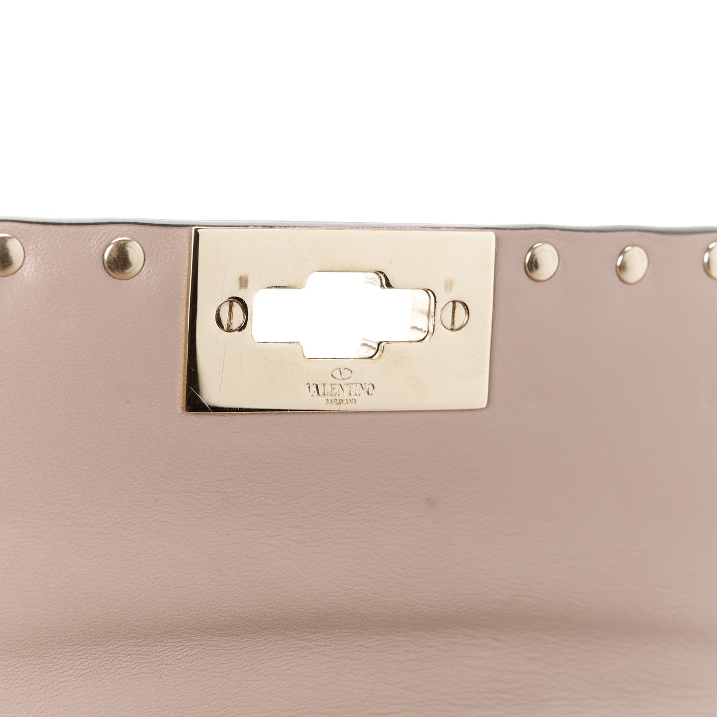 Lambskin Medium Rockstud Spike Shoulder Bag Poudre