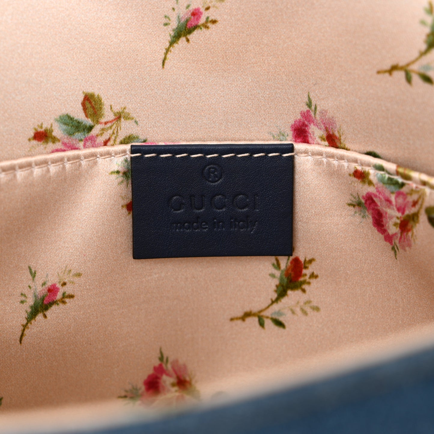 Denim Matelasse Mini Pearly GG Marmont Shoulder Bag Blue